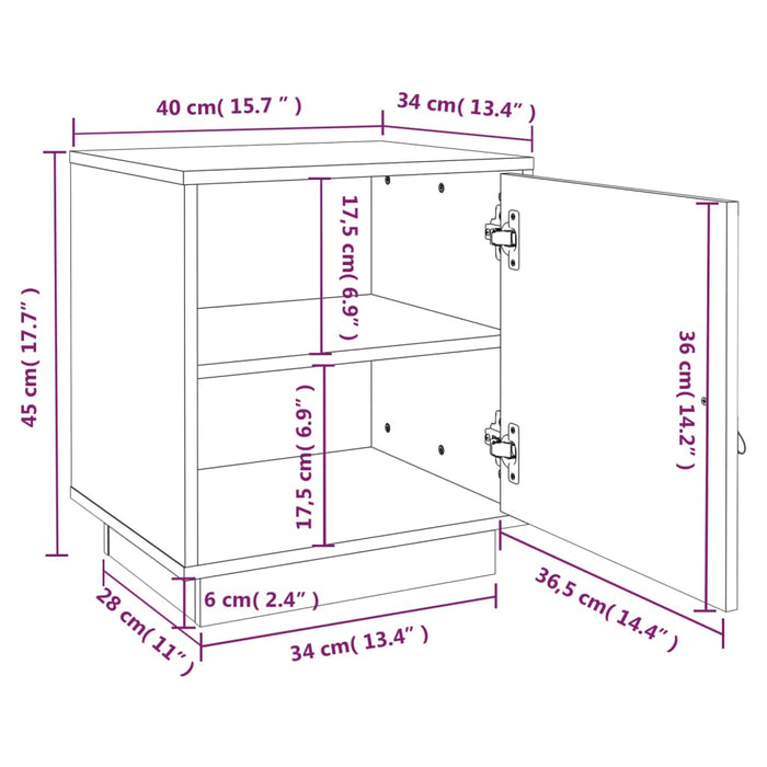 Nachtkastjes 40X34X45 Cm Massief Grenenhout