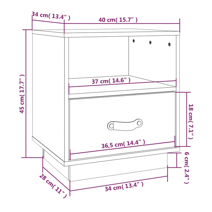 Nachtkastjes 40X34X45 Cm Massief Grenenhout