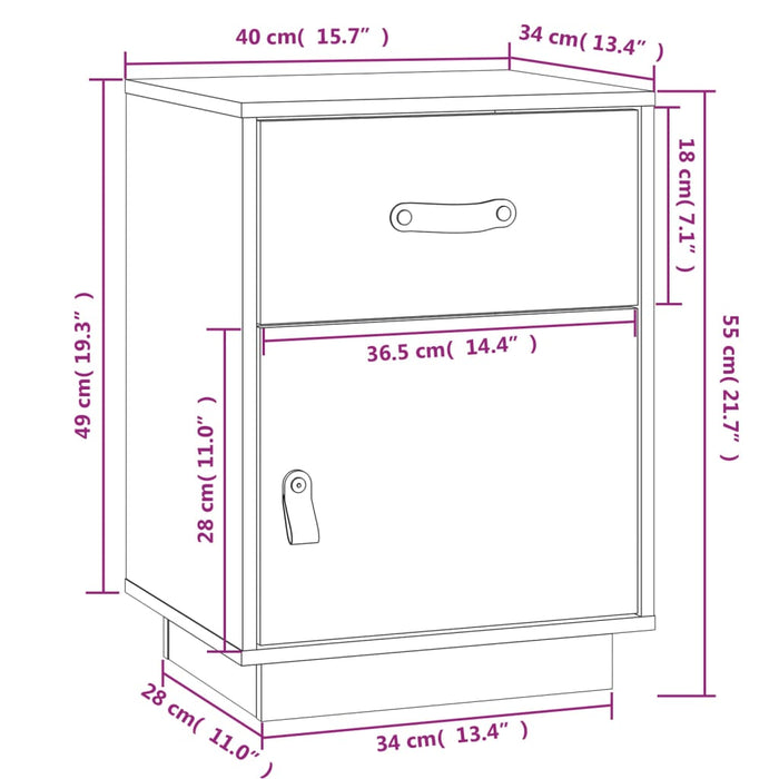 Nachtkastjes 40X34X55 Cm Massief Grenenhout