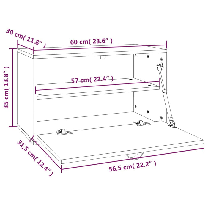 Wandkast 60X30X35 Cm Massief Grenenhout