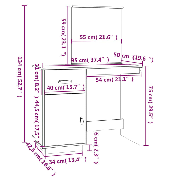 Kaptafel 95X50X134 Cm Massief Grenenhout