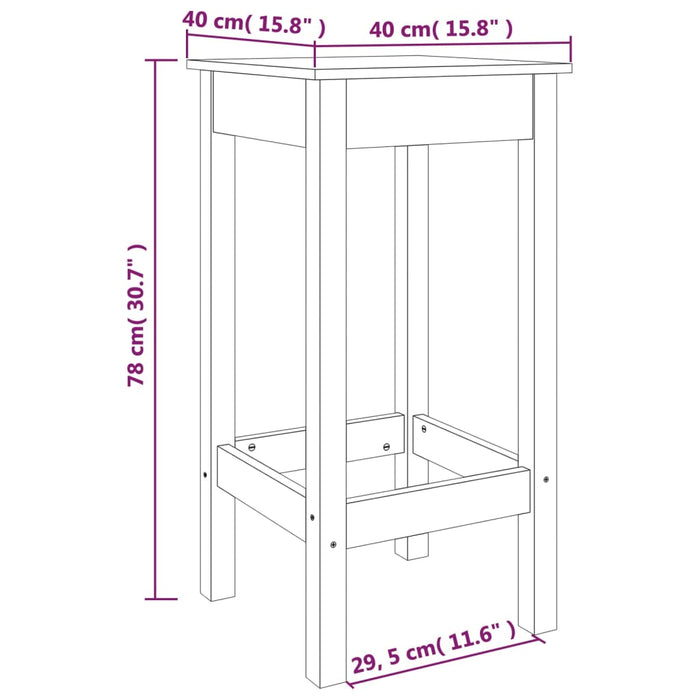 Barstoelen 40X40X78 Cm Massief Grenenhout Zwart