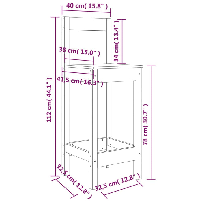 Barstoelen 40X41,5X112 Cm Massief Grenenhout Zwart