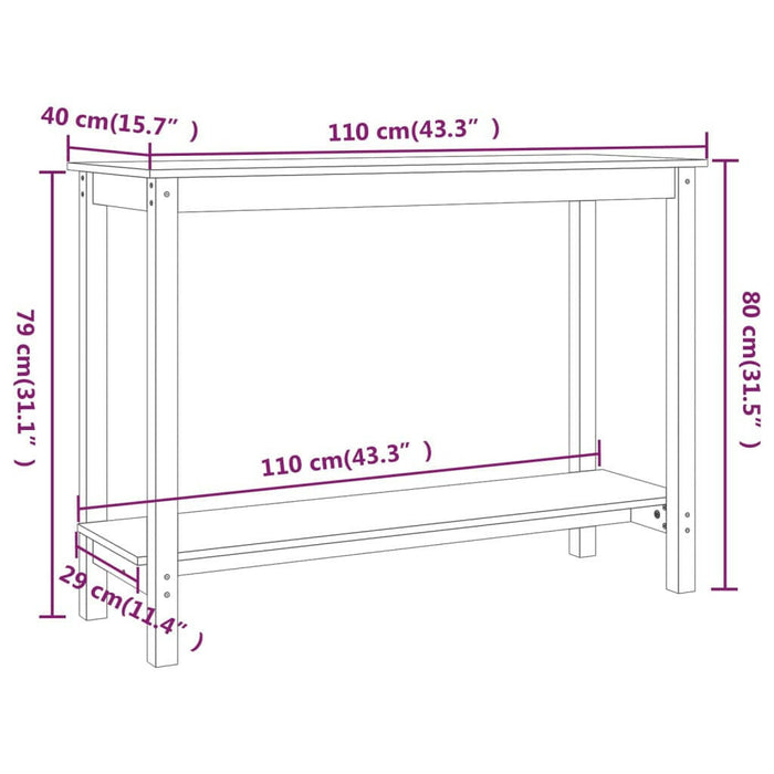 Wandtafel 110X40X80 Cm Massief Grenenhout