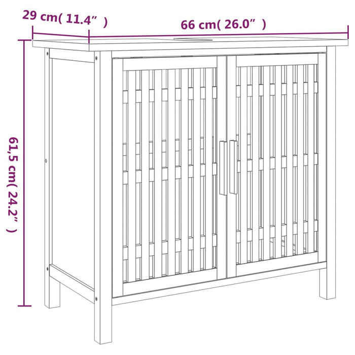 Wastafelkast 66X29X61,5 Cm Massief Walnotenhout