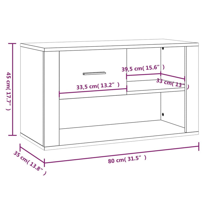 Schoenenkast 80X35X45 Cm Bewerkt Hout Betongrijs