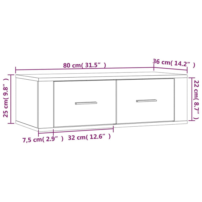 Tv-Hangmeubel 80X36X25 Cm Bewerkt Hout Kleurig