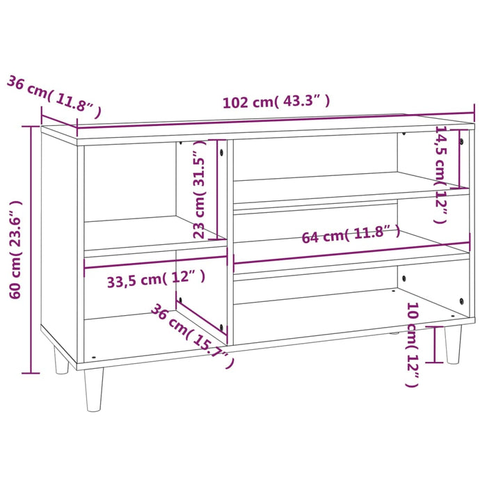 Schoenenkast 02X36X60 Cm Bewerkt Hout Betongrijs