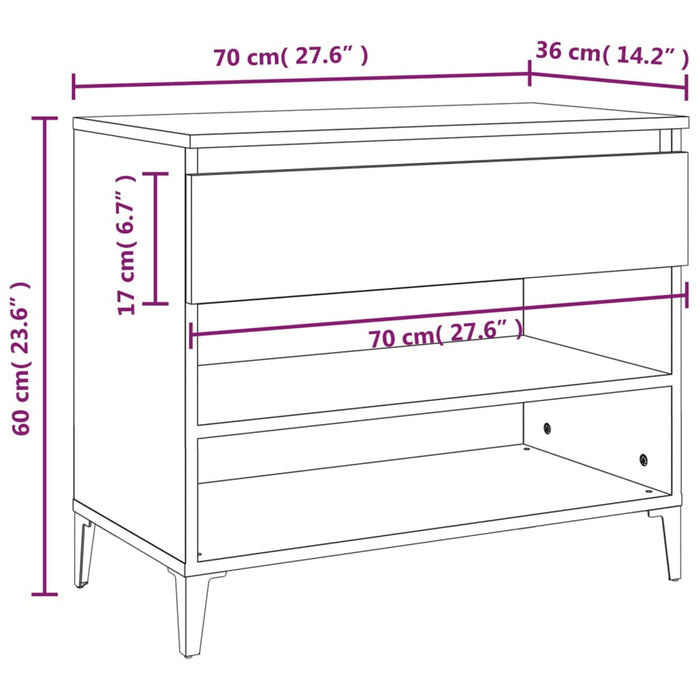 Schoenenkast 70X36X60 Cm Bewerkt Hout Kleurig Sonoma Eiken