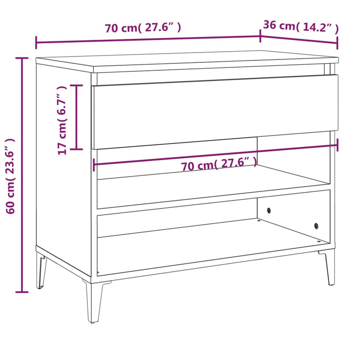 Schoenenkast 70X36X60 Cm Bewerkt Hout Betongrijs