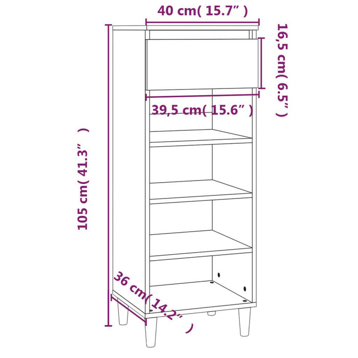 Schoenenkast 40X36X105 Cm Bewerkt Hout Gerookt Eikenkleurig