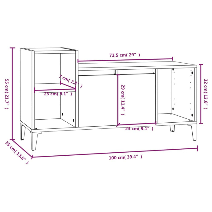 Tv-Meubel 00X35X55 Cm Bewerkt Hout