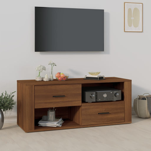 Tv-Meubel 00X35X40 Cm Bewerkt Hout Bruin Eikenkleur