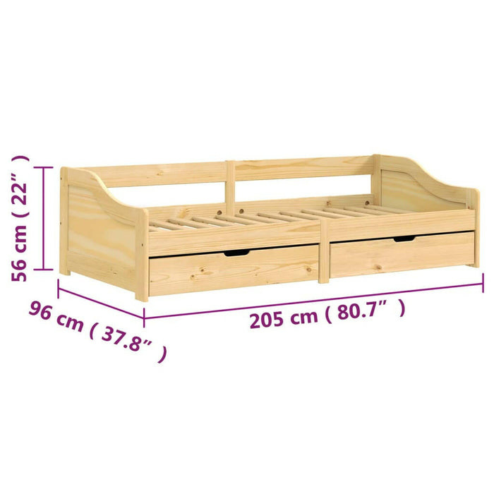 Slaapbank Met 2 Lades Irun 90X200 Cm Massief Grenenhout