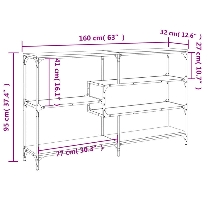 Wandtafel 160X32X95 Cm Bewerkt Hout Zwart