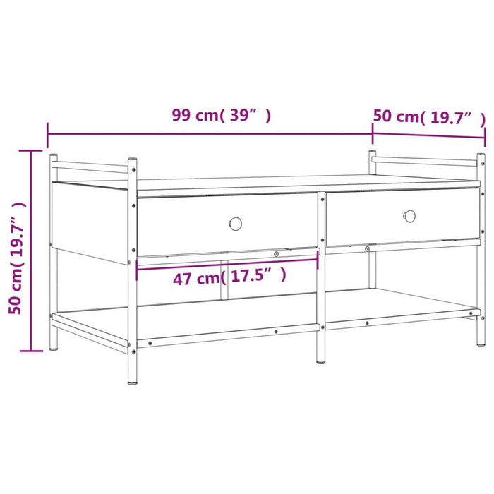 Salontafel 99X50X50 Cm Bewerkt Hout Sonoma Eikenkleurig