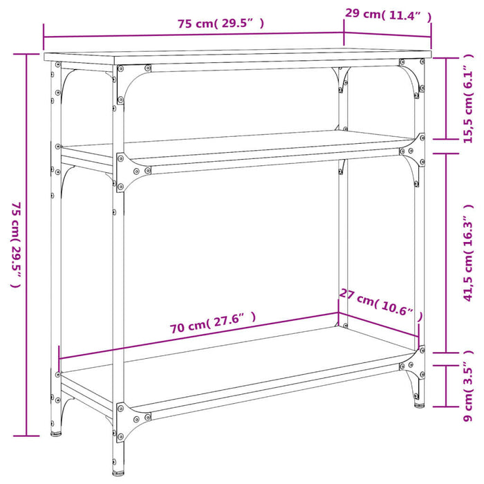 Wandtafel 75X29X75 Cm Bewerkt Hout Zwart