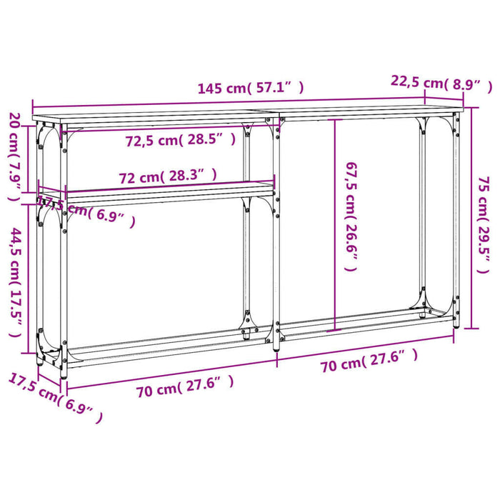 Wandtafel 145X22,5X75 Cm Bewerkt Hout Bruin Eikenkleur