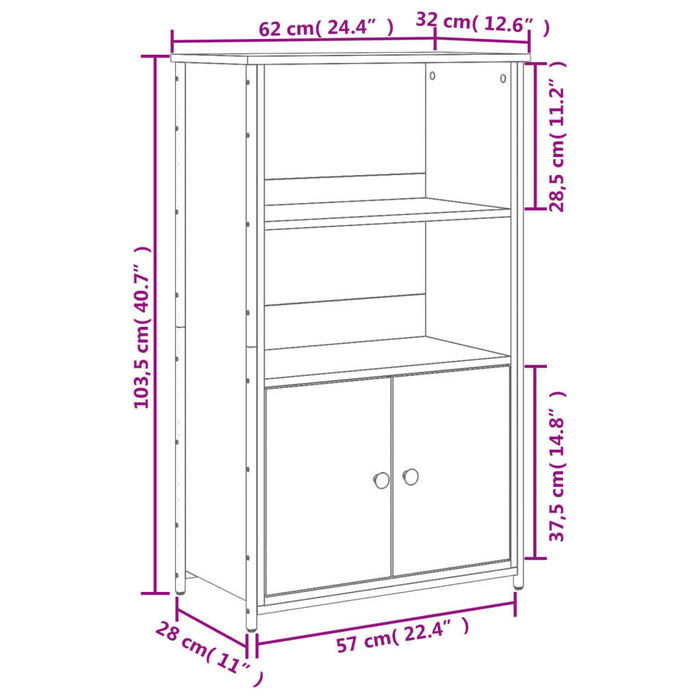 Hoge Kast 62X32X103,5 Cm Bewerkt Hout Gerookt Eikenkleurig