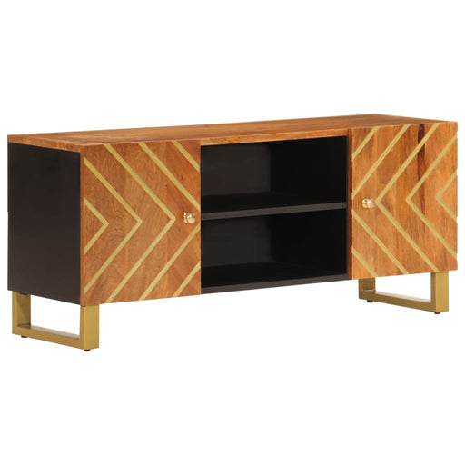 Tv-Meubel 105X33,5X46 Cm Massief Mangohout Bruin En Zwart