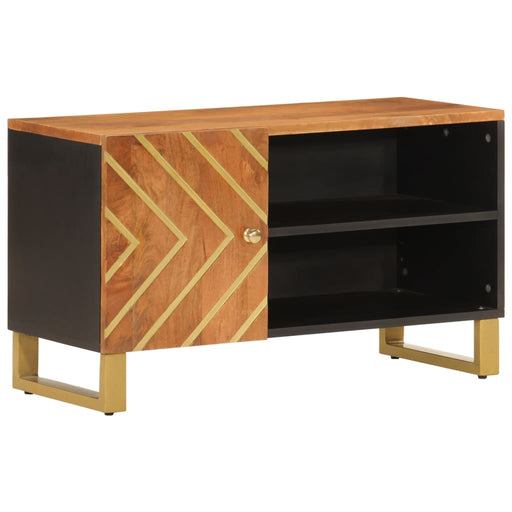 Tv-Meubel 80X31,5X46 Cm Massief Mangohout Bruin En Zwart