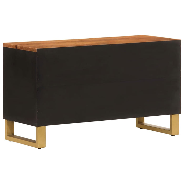 Tv-Meubel 80X31,5X46 Cm Massief Mangohout Bruin En Zwart