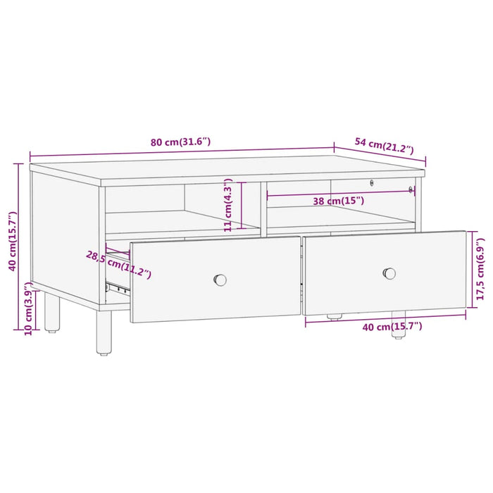 Salontafel 80X54X40 Cm Massief Acaciahout