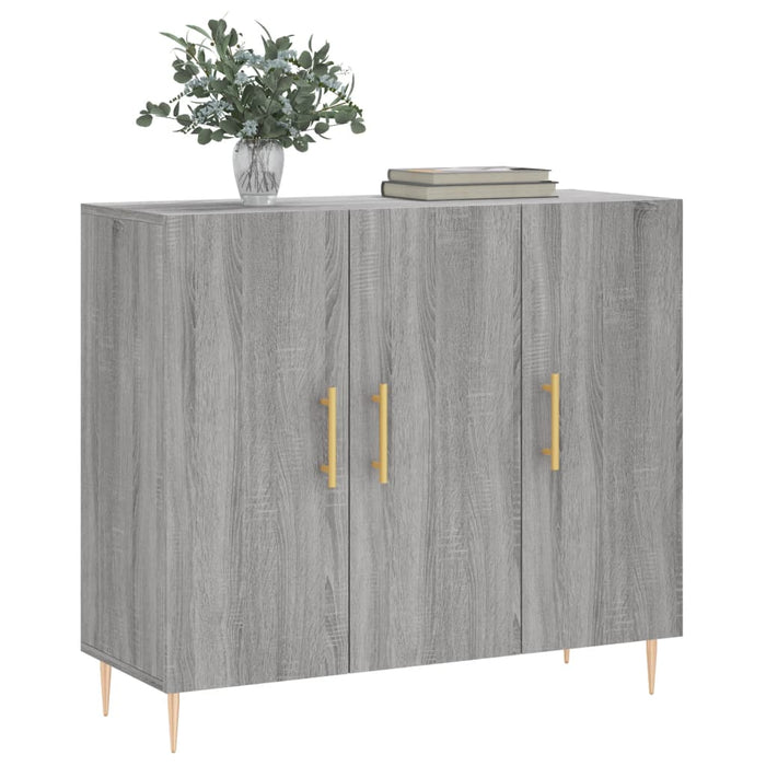 Dressoir 90X34X80 Cm Bewerkt Hout Eikenkleurig