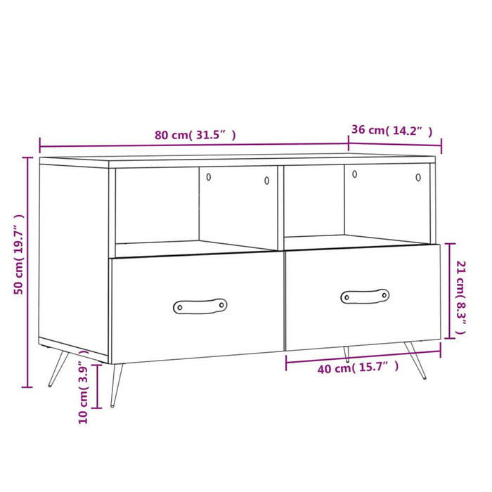 Tv-Meubel 80X36X50 Cm Bewerkt Hout Sonoma Eiken