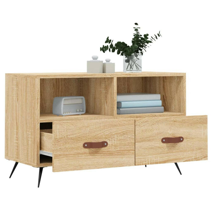 Tv-Meubel 80X36X50 Cm Bewerkt Hout Sonoma Eiken