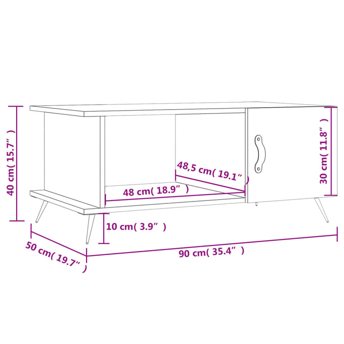 Salontafel 90X50X40 Cm Bewerkt Hout Eikenkleurig