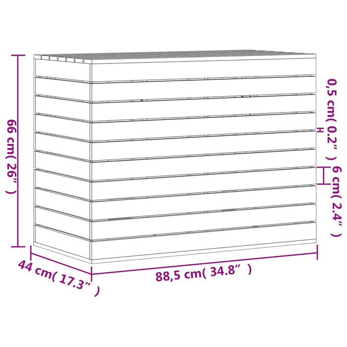 Wasmand 88,5X44X66 Cm Massief Grenenhout