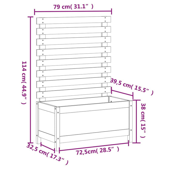 Plantenbak Met Rek 79X39,5X114 Cm Massief Douglashout