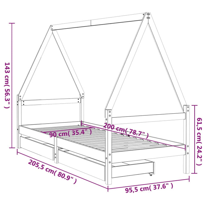 Kinderbedframe Massief Grenenhout