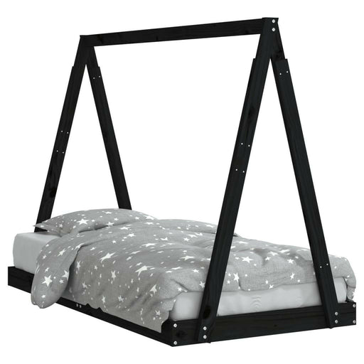 Kinderbedframe 80X160 Cm Massief Grenenhout Zwart