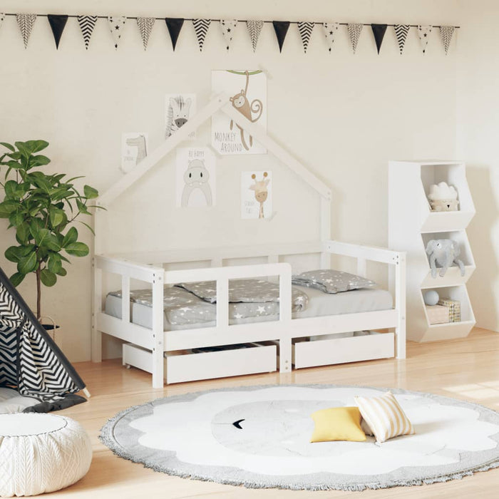 Kinderbedframe Met Lades Massief Grenenhout