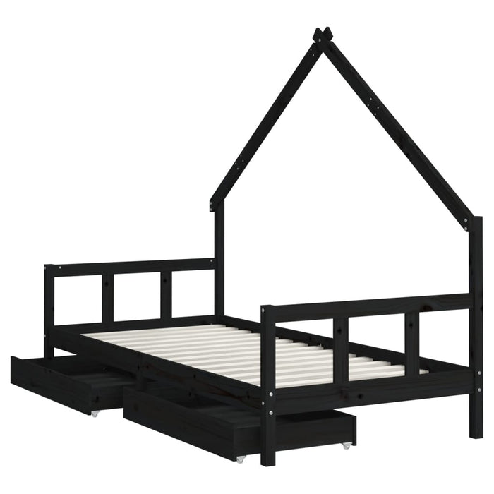 Kinderbedframe Met Lades Massief Grenenhout