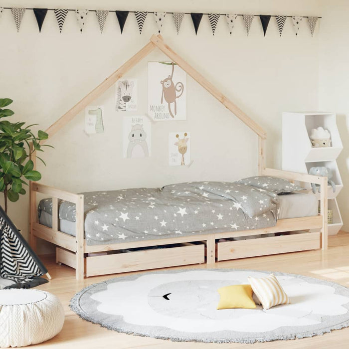 Kinderbedframe Met Lades Massief Grenenhout