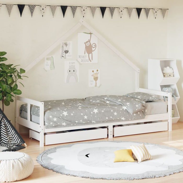 Kinderbedframe Met Lades Massief Grenenhout