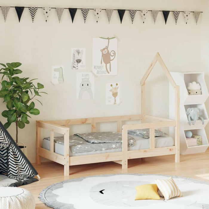 Kinderbedframe 90X200 Cm Massief Grenenhout Zwart