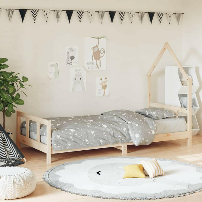 Kinderbedframe 90X200 Cm Massief Grenenhout Zwart