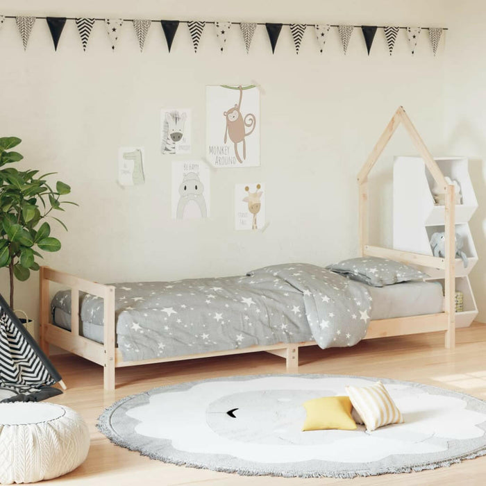 Kinderbedframe 90X200 Cm Massief Grenenhout Zwart