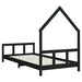 Kinderbedframe 90X200 Cm Massief Grenenhout Zwart