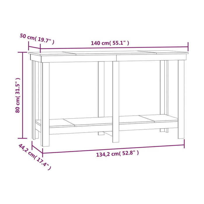 Werkbank 140X50X80 Cm Massief Grenenhout Wit