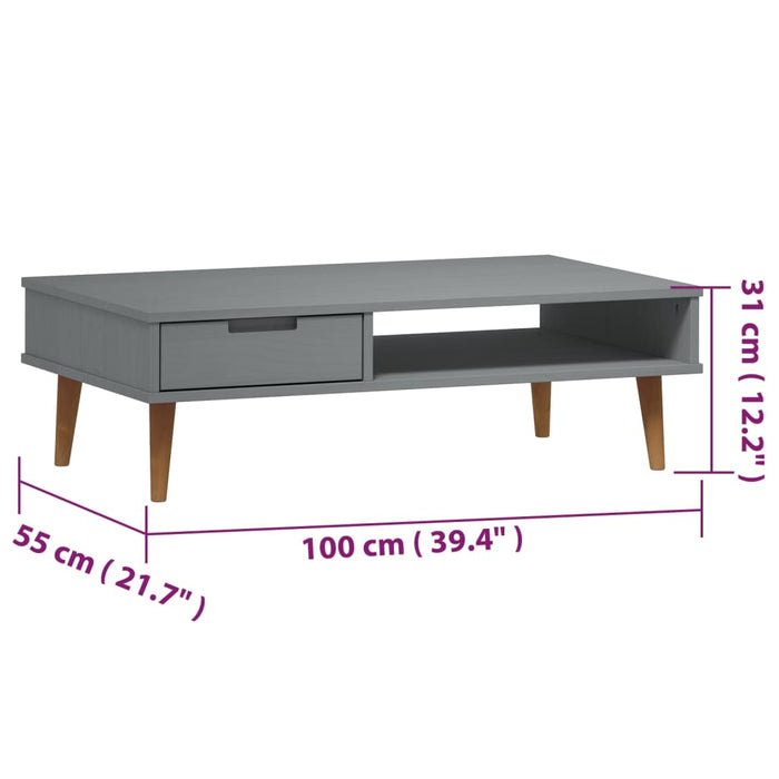 Salontafel Molde 100X55X31 Cm Massief Grenenhout