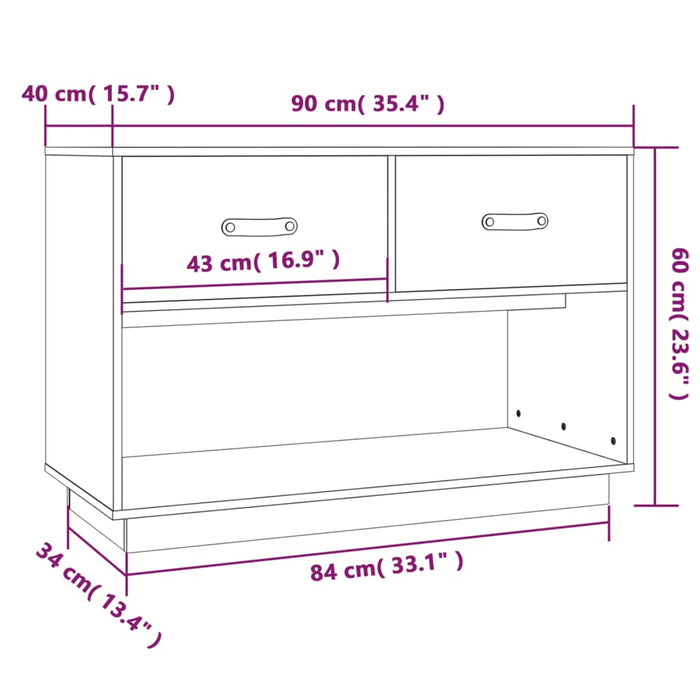 Tv-Meubel 90X40X60 Cm Massief Grenenhout