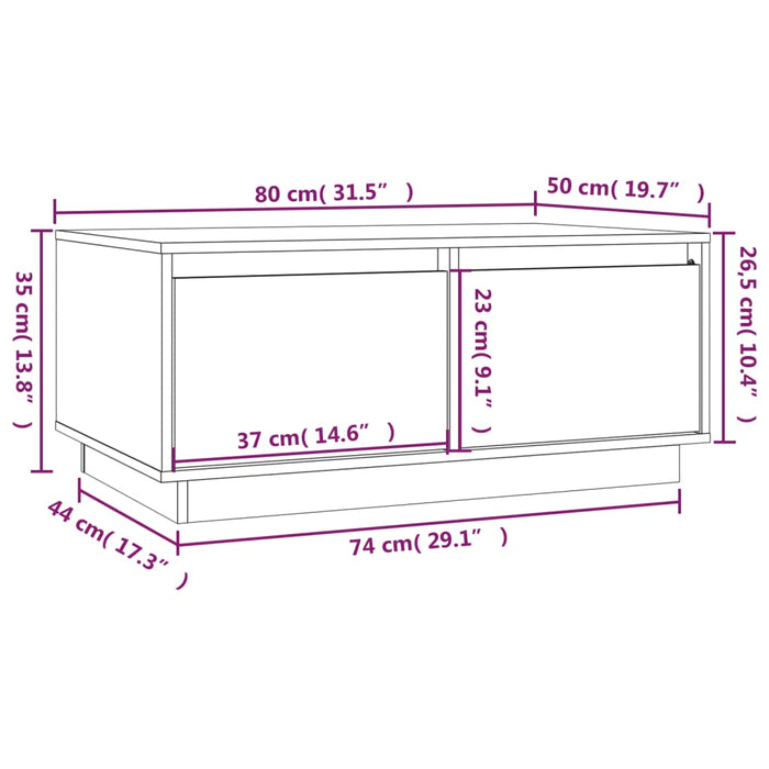 Salontafel 80X50X35 Cm Massief Grenenhout