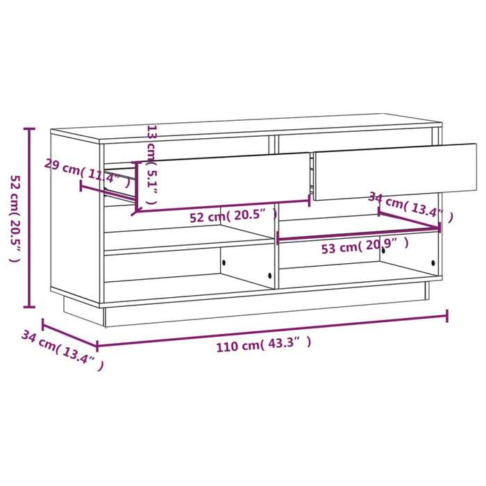 Schoenenkast 110X34X52 Cm Massief Grenenhout