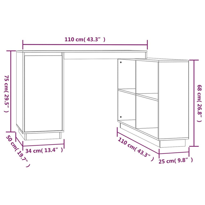 Bureau 110X50X75 Cm Massief Grenenhout