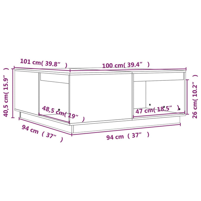 Salontafel 100X101X40,5 Cm Massief Grenenhout